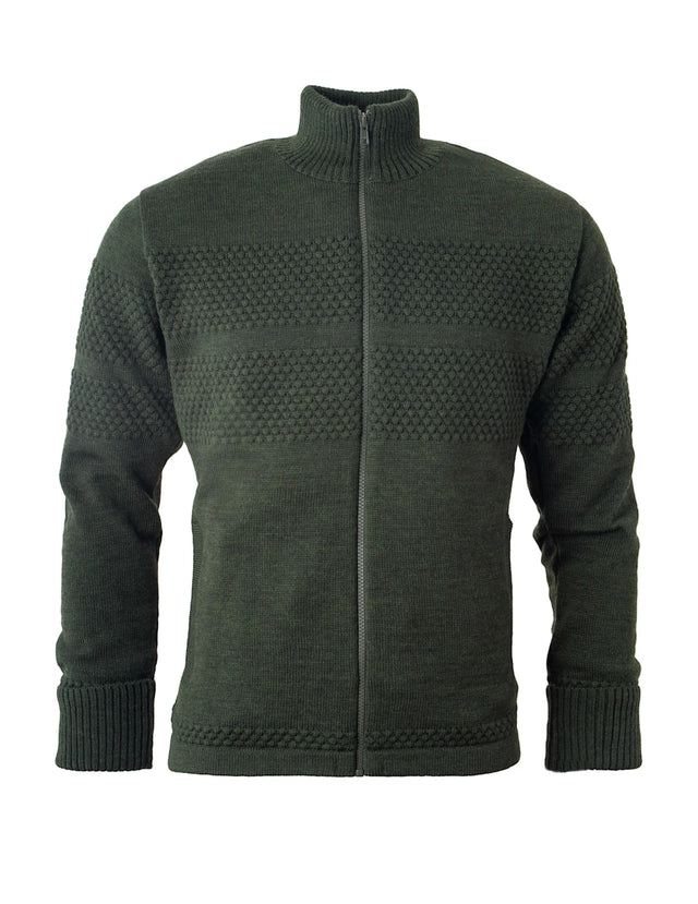 Clipper Saltum Windbreaker Cardigan High Neck Full Zip Sømandstrøje - Olive Melange - Olive Melange