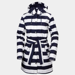 Helly Hansen Women's Lyness II Raincoat Regnfrakke Dame - Evening Blue Stripe M