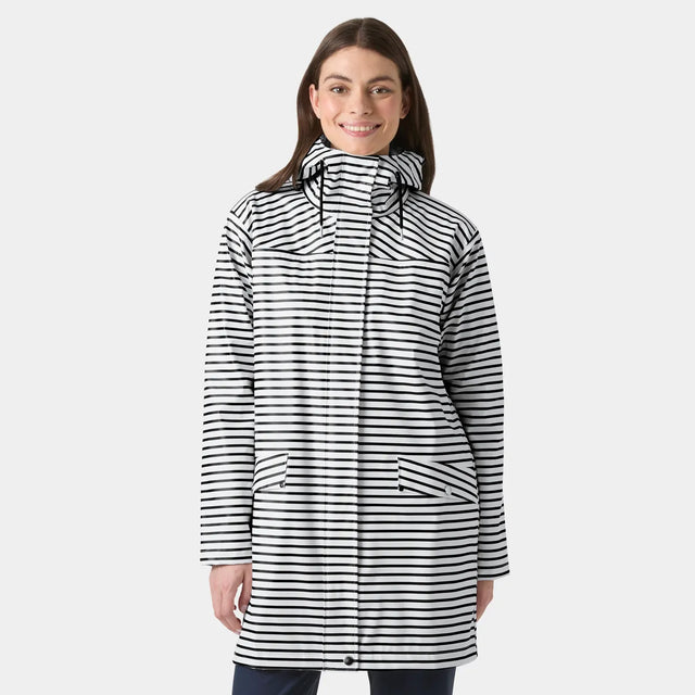 Helly Hansen Women's Moss Raincoat Regnfrakke Dame - White Navy - White Navy