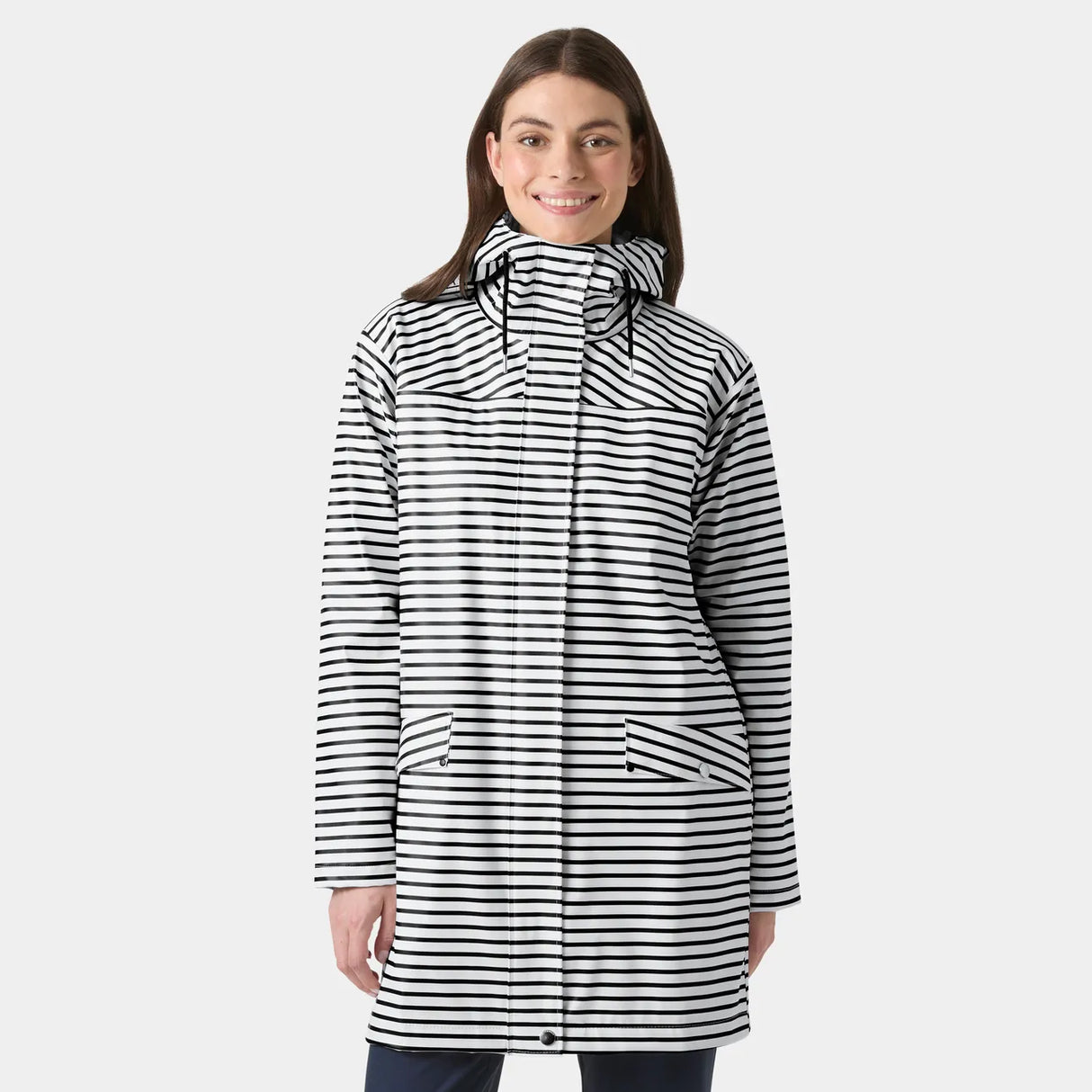 Helly Hansen Women's Moss Raincoat Regnfrakke Dame - White Navy -