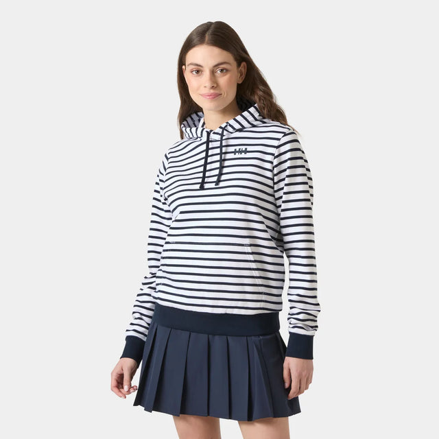 Helly Hansen Women's Core Graphic Hoodie Hættetrøje Dame - White Lifestyle Stripe AOP - XL