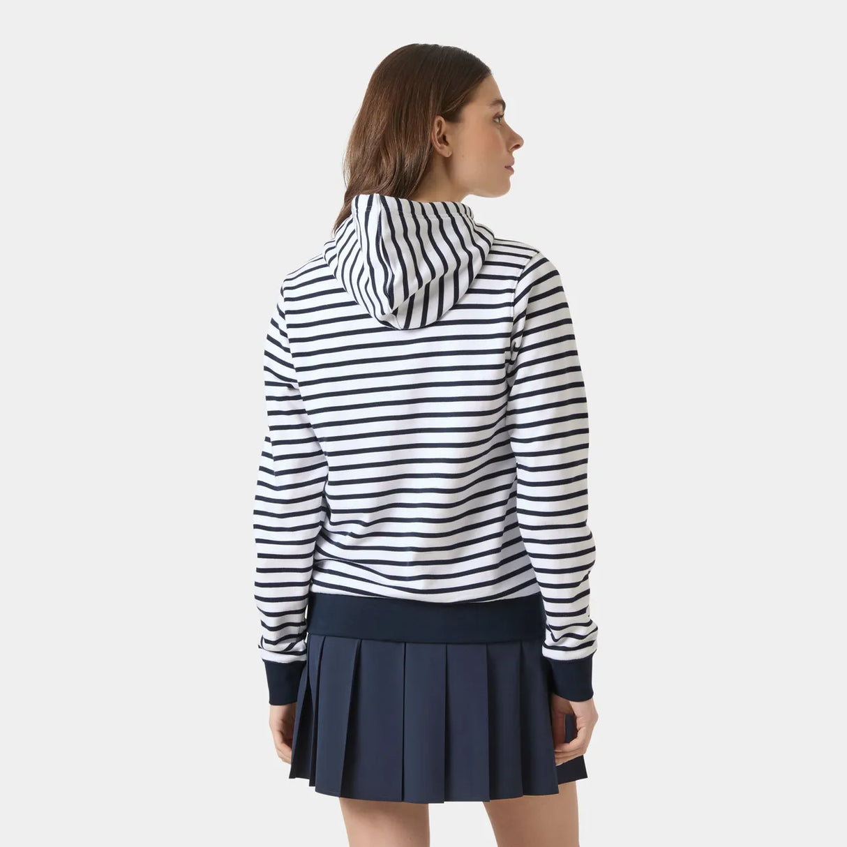 Helly Hansen Women's Core Graphic Hoodie Hættetrøje Dame - White Lifestyle Stripe AOP -