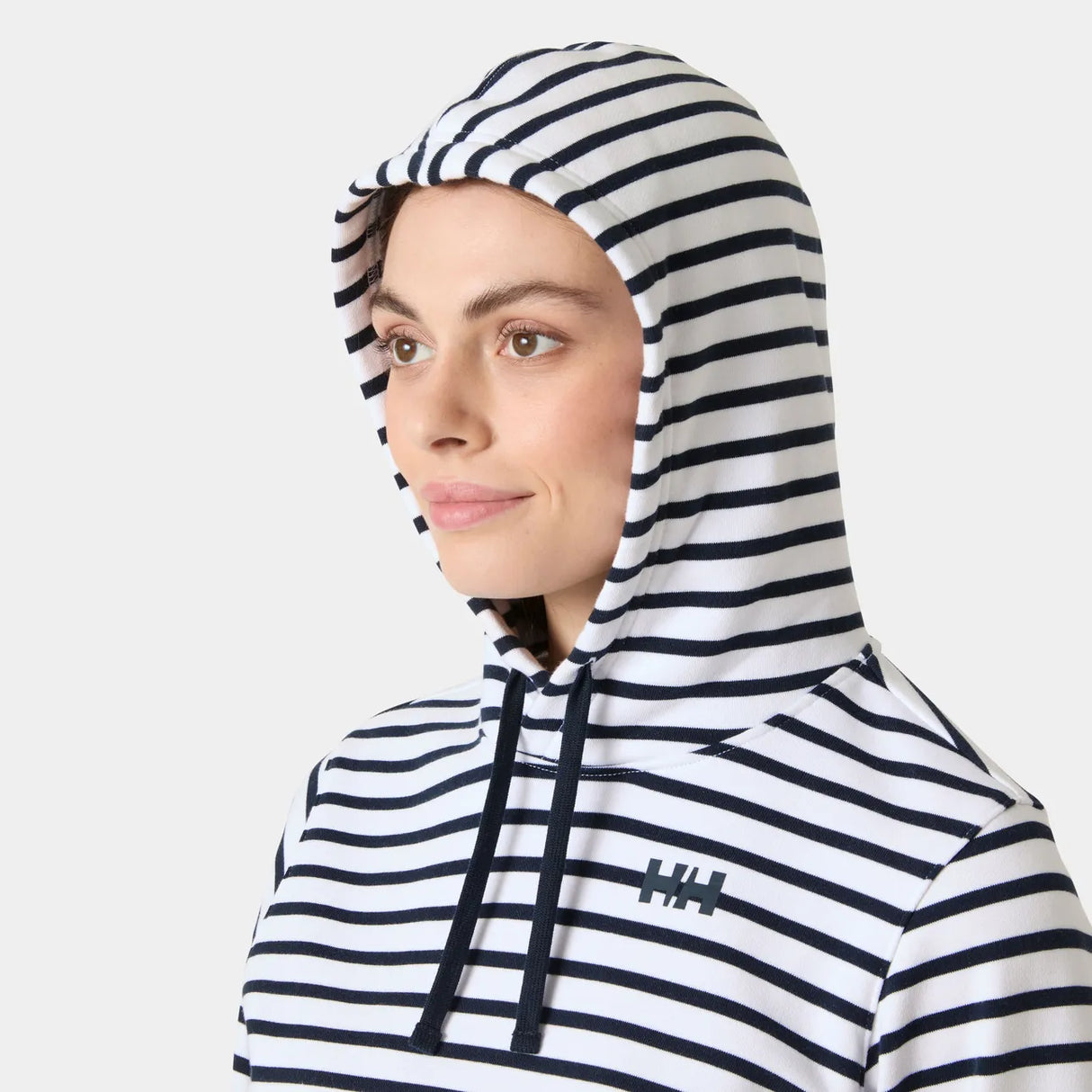 Helly Hansen Women's Core Graphic Hoodie Hættetrøje Dame - White Lifestyle Stripe AOP -