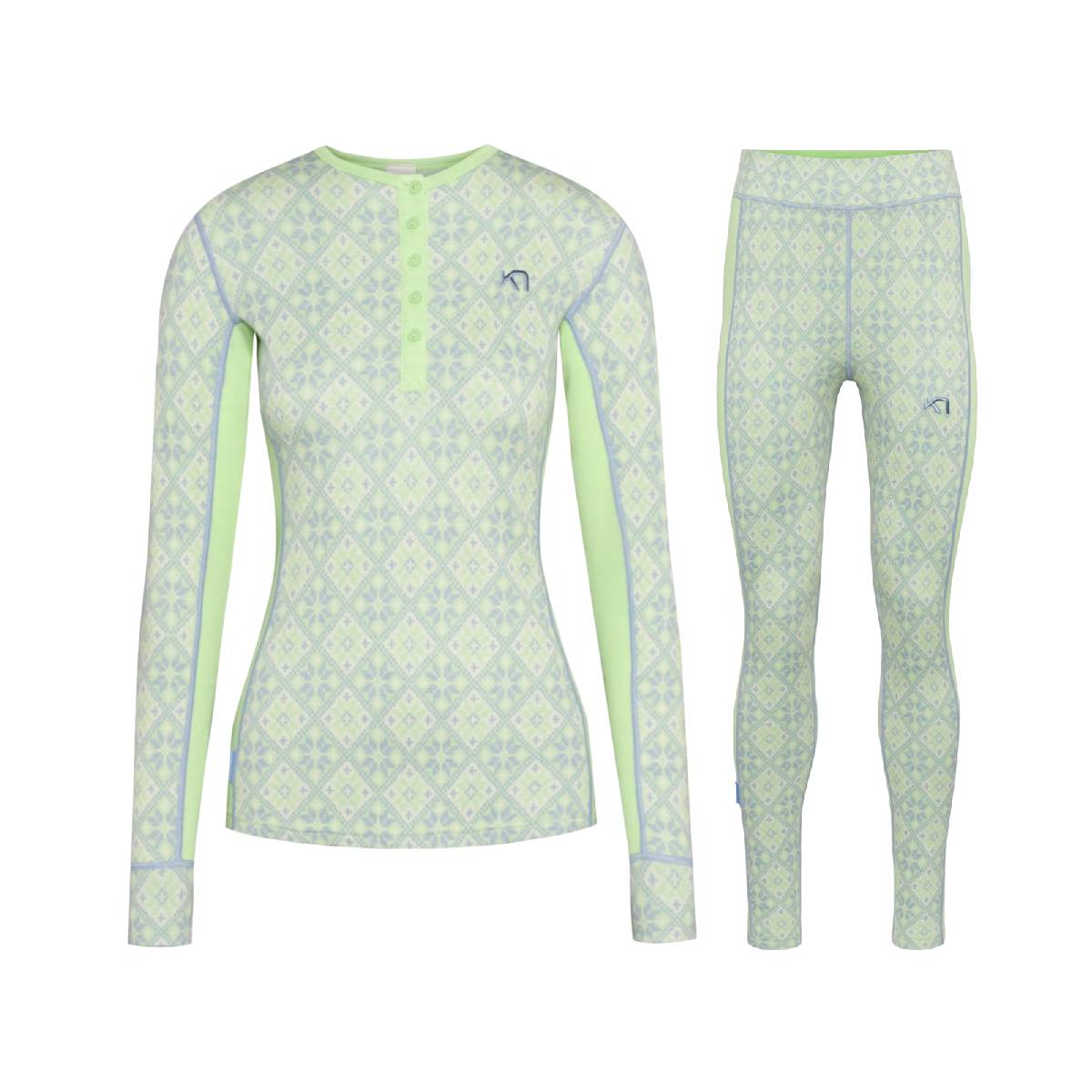 Kari Traa Rose Long Sleeve High Waist Skiundertøj Sæt Dame - Mint - XXL