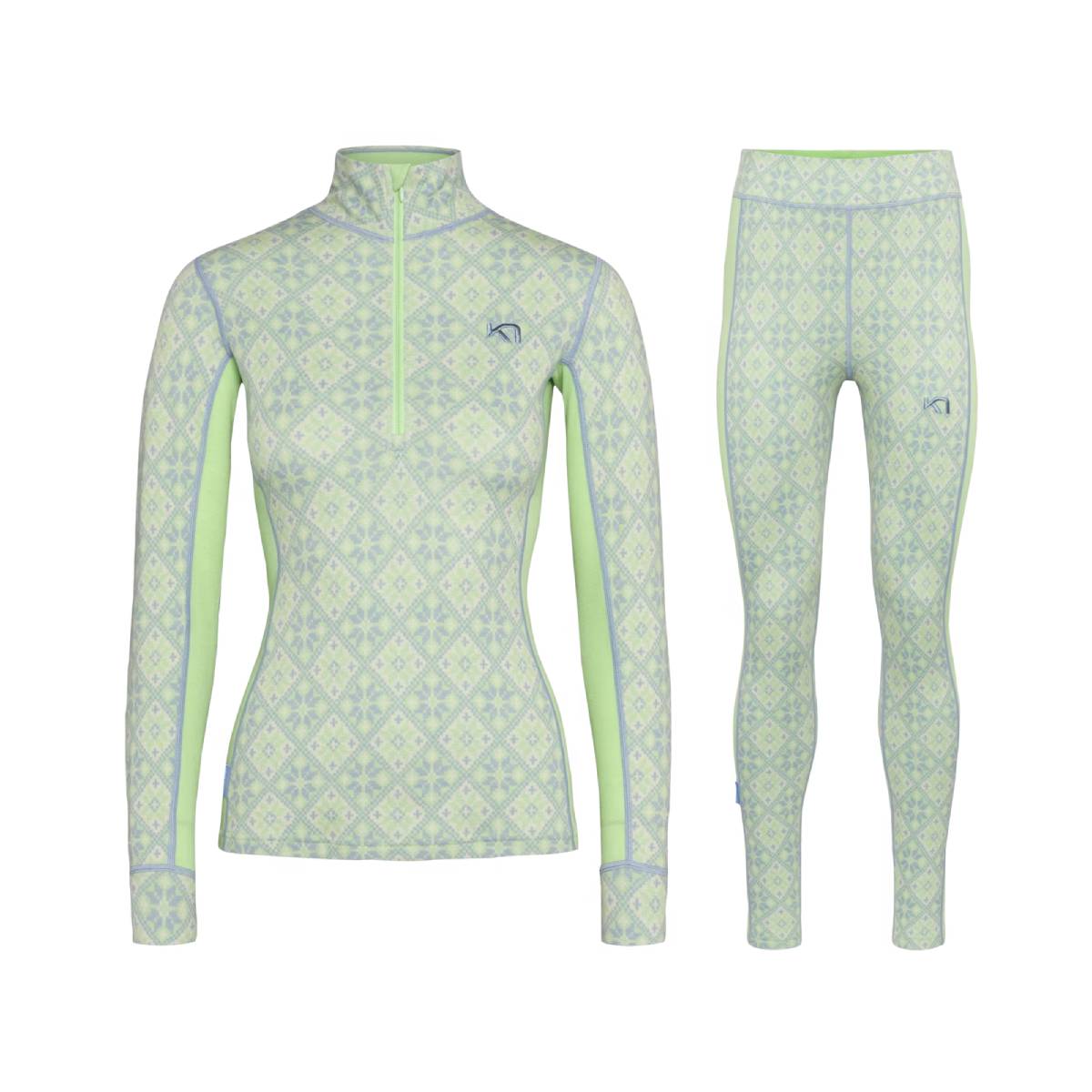 Kari Traa Rose Half Zip High Waist Skiundertøj Sæt Dame - Mint - XXL