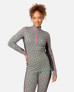 Kari Traa Rose Half Zip High Waist Skiundertøj Sæt Dame - Thyme Green -