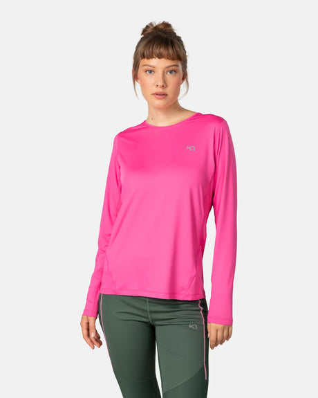 Kari Traa Nora 2.0 Long Sleeve Langærmet Træningstop Dame - Bright Pink - Spink