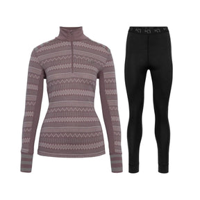 Kari Traa Åkle Half Zip & Klara Pant Skiundertøj Sæt Dame - Taupe / Black - XL