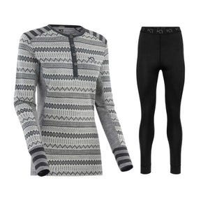 Kari Traa Åkle Long Sleeve & Klara Pant Skiundertøj Sæt Dame - Dove / Black - XL