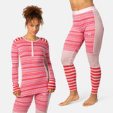 Kari Traa Åkle Long Sleeve High Waist Skiundertøj Sæt Dame - Gum Pink