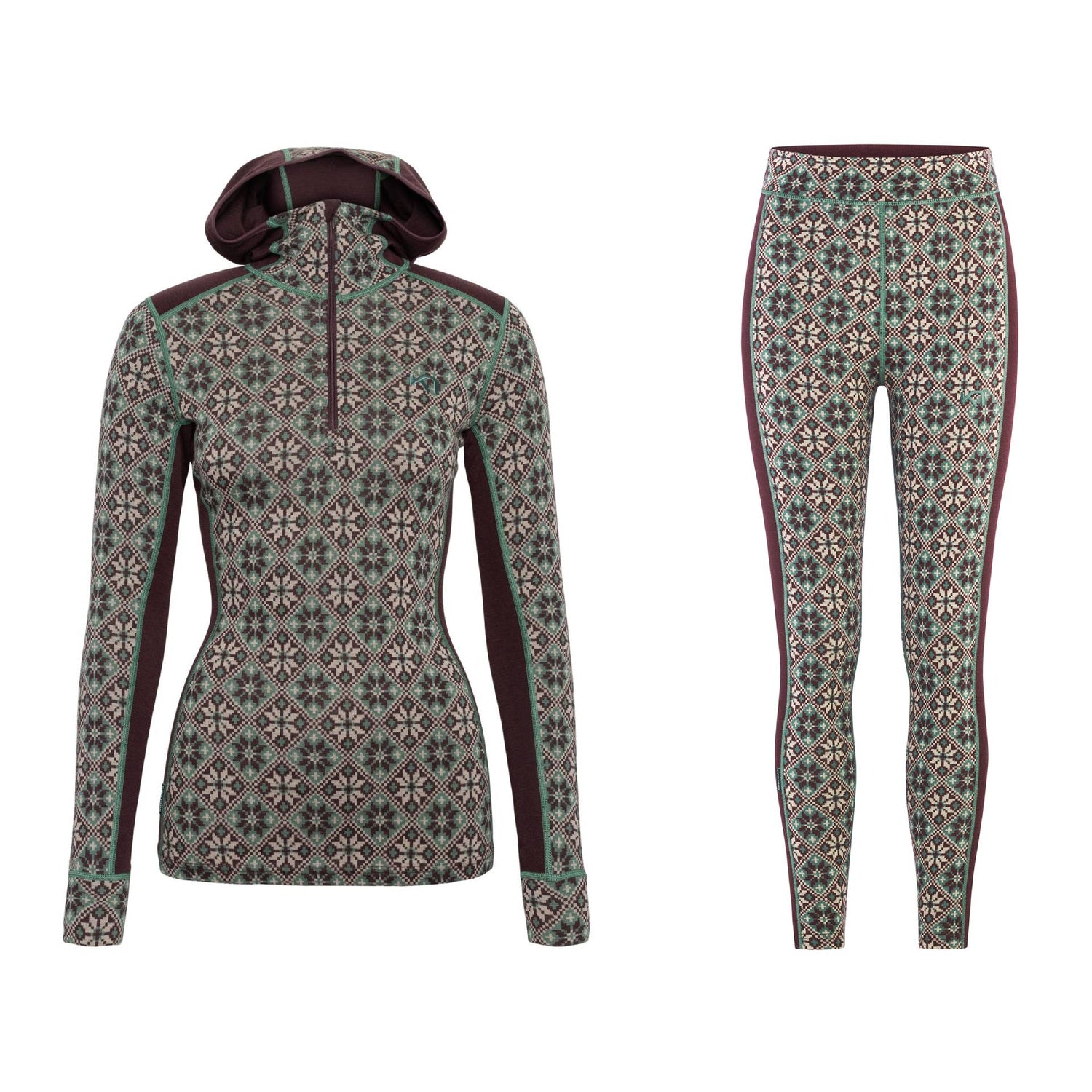 Kari Traa Rose Hoodie High Waist Skiundertøj Sæt Dame - Forest Green - XL