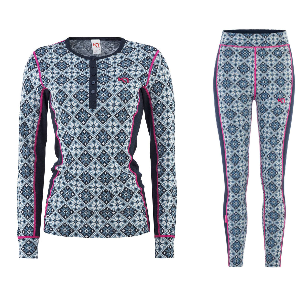 Kari Traa Rose Long Sleeve High Waist Skiundertøj Sæt Dame - Royal - XL