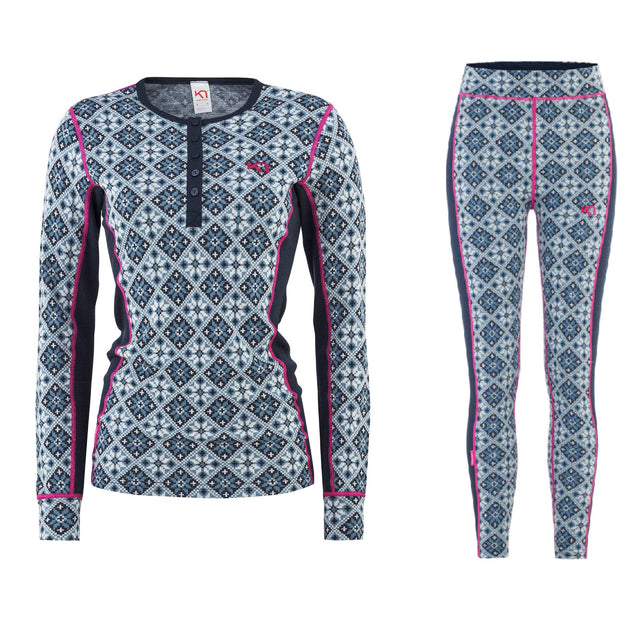 Kari Traa Rose Long Sleeve High Waist Skiundertøj Sæt Dame - Royal - XL