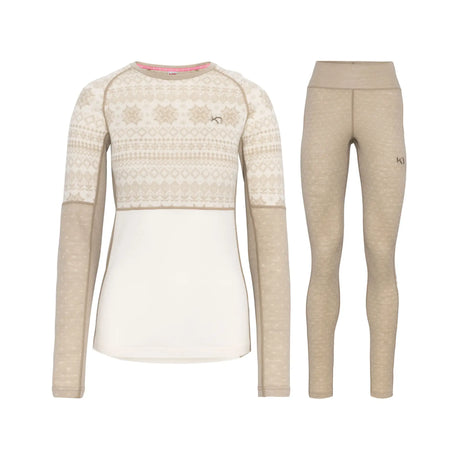 Kari Traa Vilma Long Sleeve High Waist Skiundertøj Sæt Dame - Mocha - XL