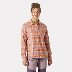 Helly Hansen Women's Lokka Organic Flannel Long Sleeve Shirt Skjorte Dame - Cedarwood - Cedarwood