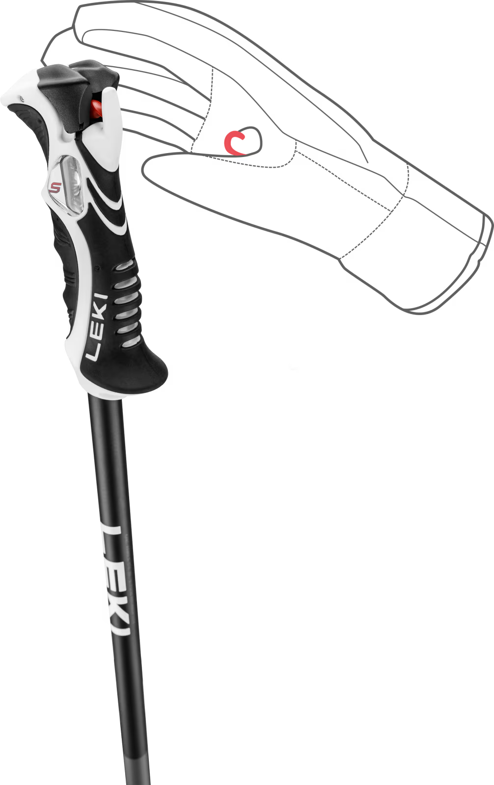 Leki Bold Lite S Skistave - Dark Anthracite - Bright Red - Black