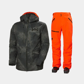 Helly Hansen Men's Garibaldi & Sogn Skisæt Herre - Black Marble / Neon Orange - 2XL