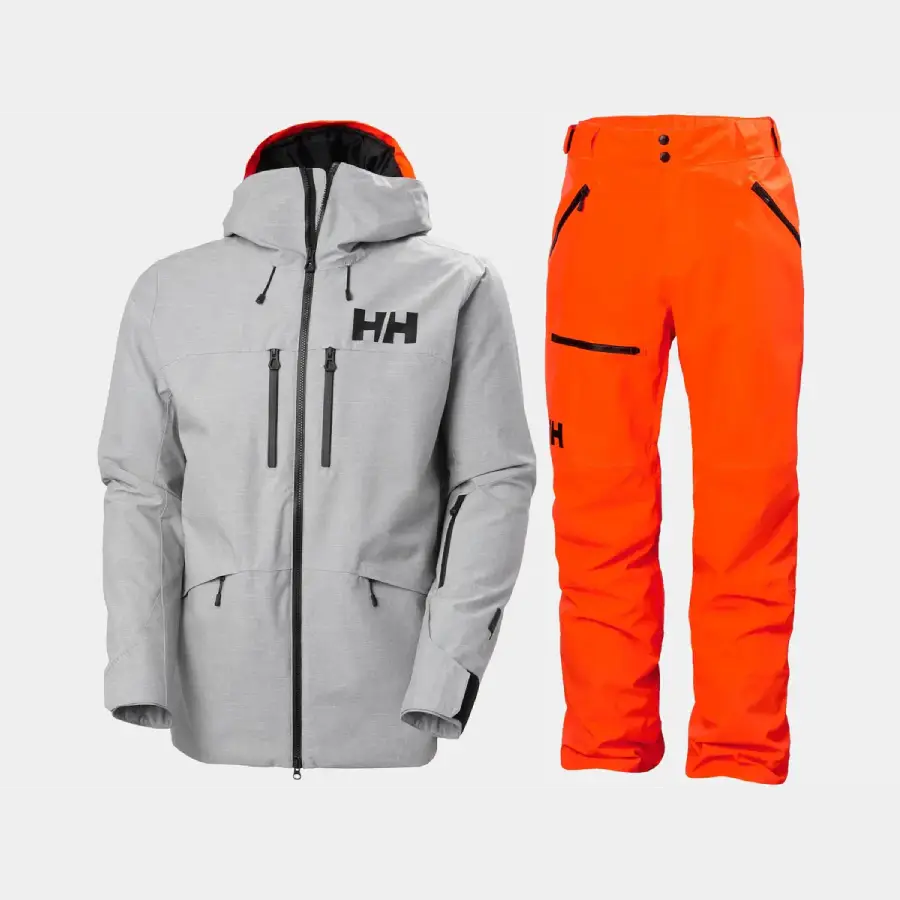 Helly Hansen Men's Garibaldi 2.0 & Sogn Skisæt Herre - Grey Melange / Neon Orange