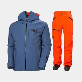 Helly Hansen Men's Powderface / Sogn Skisæt Herre - Deep Fjord / Neon Orange - 2XL