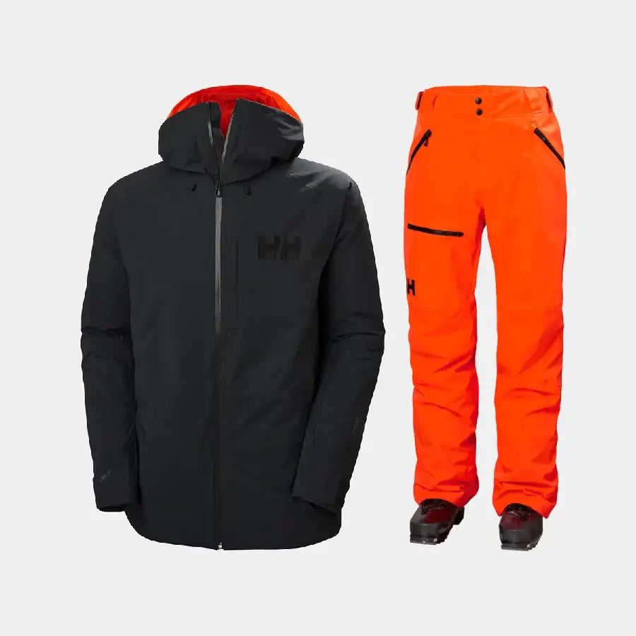 Helly Hansen Men's Powderface / Sogn Skisæt Herre - Black / Neon Orange