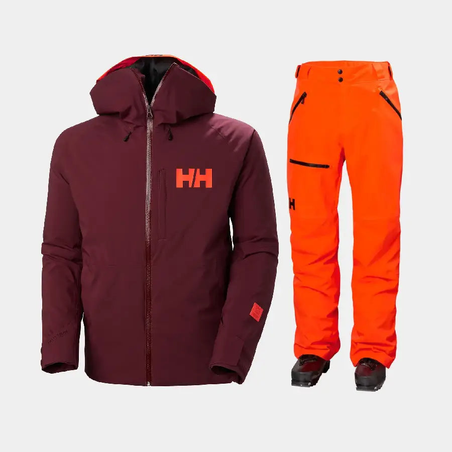 Helly Hansen Men's Powderface / Sogn Skisæt Herre - Hickory / Neon Orange