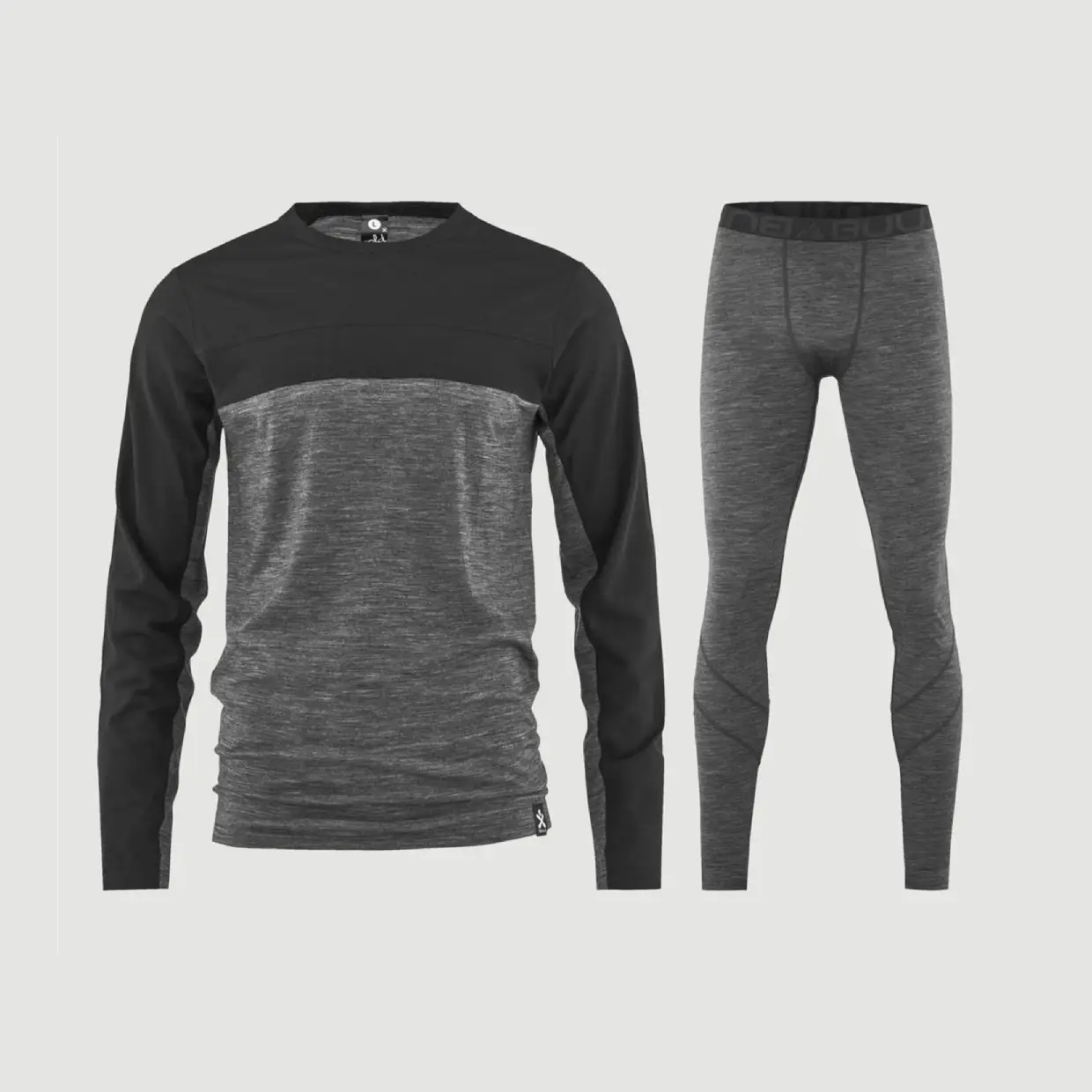 Bula Retro Wool Crew Skiundertøj Sæt Herre - Black Melange - XL