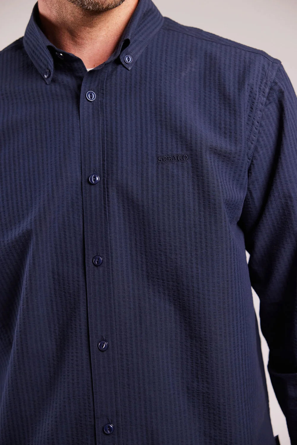 Sebago Seersucker BD Shirt Skjorte Herre -