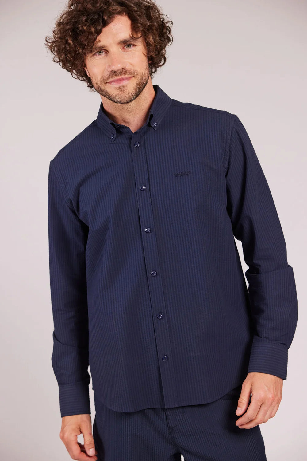 Sebago Seersucker BD Shirt Skjorte Herre -