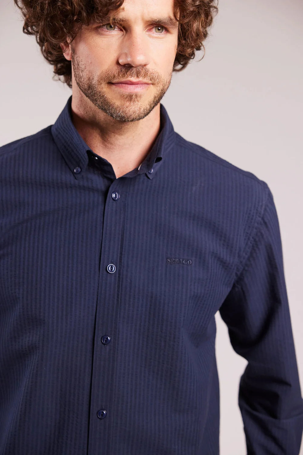 Sebago Seersucker BD Shirt Skjorte Herre -