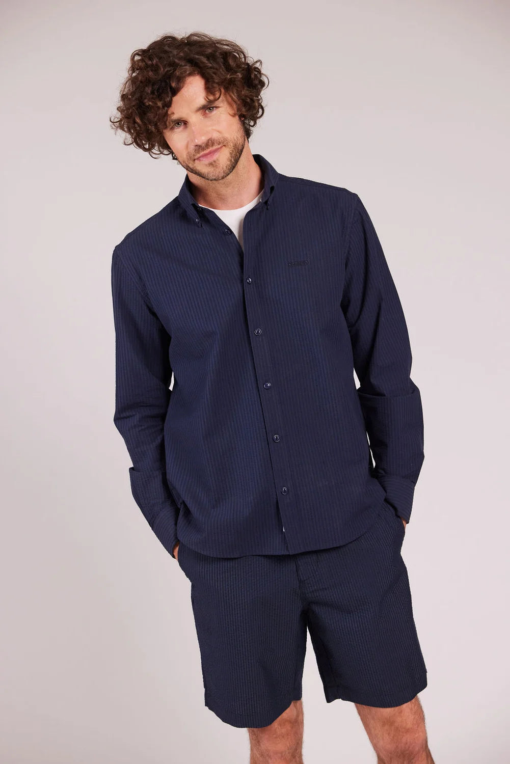 Sebago Seersucker BD Shirt Skjorte Herre -