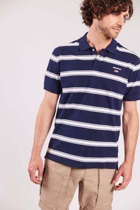 Sebago Milo Striped Pique Polo T-shirt Herre - Navy/White - Navy White