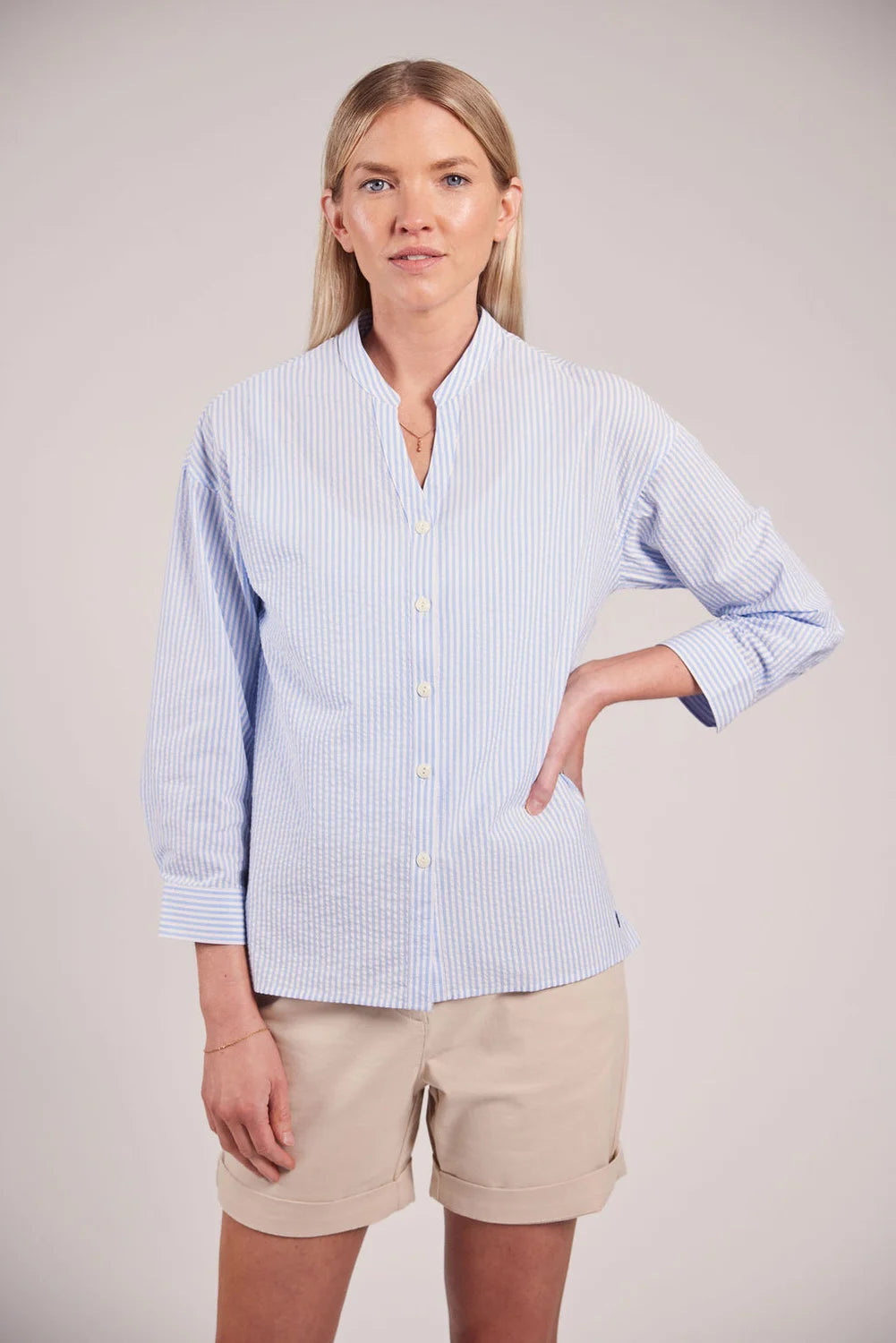 Sebago Seersucker Blouse Bluse Dame -