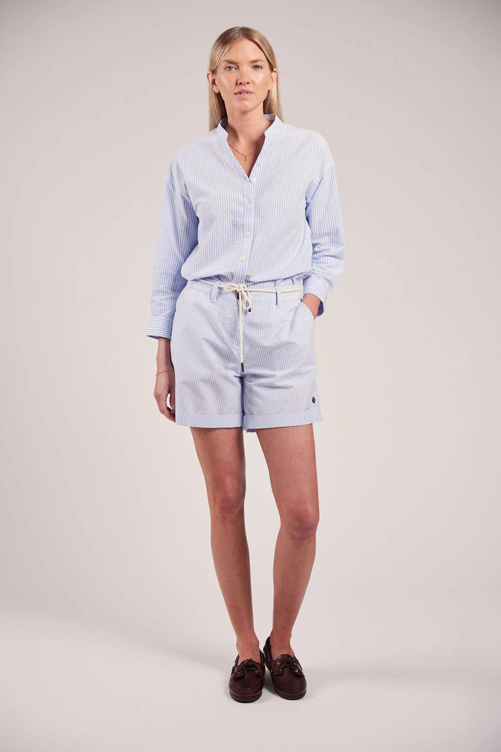 Sebago Seersucker Blouse Bluse Dame -