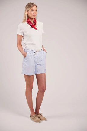 Sebago Tina Seersucker Shorts Dame - Light Blue/White - Light Blue White