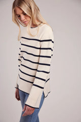 Sebago Bea Striped Knit Sweater Striktrøje Dame - White Navy