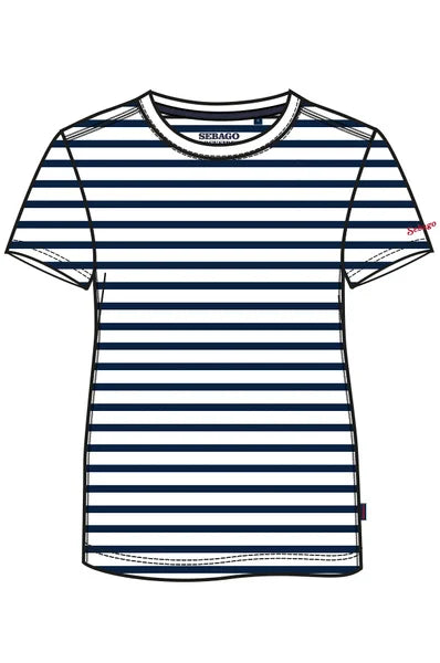 Sebago Striped Slub Tee T-shirt Herre - Navy/White - Navy White