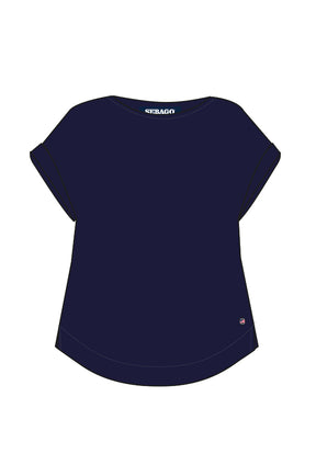 Sebago Linen Blend Tee Blouse T-shirt Dame - Dark Navy - Dark Navy