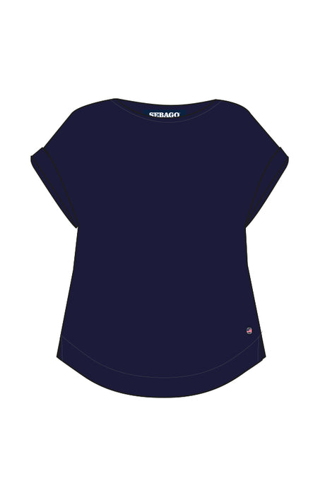 Sebago Linen Blend Tee Blouse T-shirt Dame - Dark Navy - Dark Navy