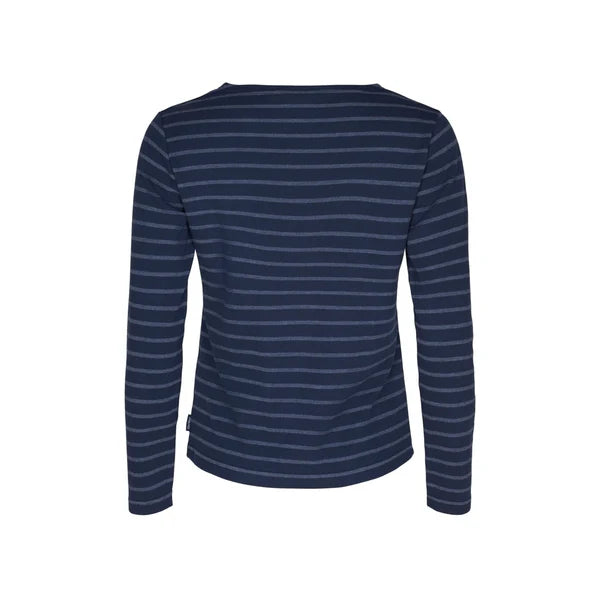 Sea Ranch Antibes Stribet Langærmet T-shirt Dame - SR Navy/Navy Melange -