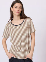 Redgreen Woman Cecilie Tee T-shirt Dame - Plum Stripe - Plum Stripe