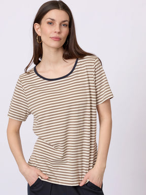 Redgreen Woman Cecilie Tee T-shirt Dame - Plum Stripe - Plum Stripe