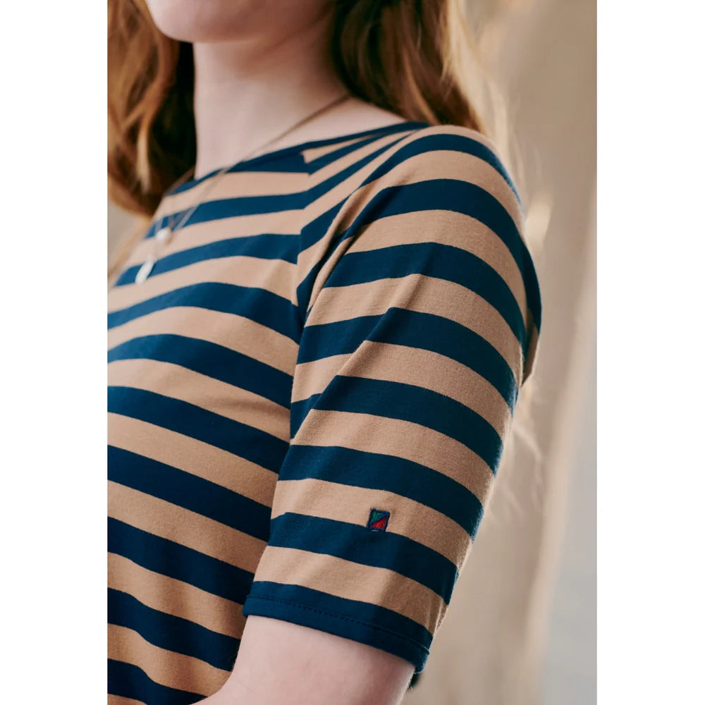 Redgreen Woman Charlott T-shirt Dame – Stribet 3/4 ærmet bluse i viskose