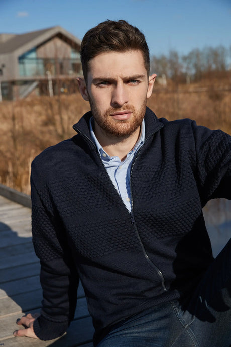 Clipper Saltum Cardigan Stand Up Collar Zip Sømandstrøje - Captain Navy - - Clipper-saltum-soemandstroeje-cardigan-navy-50323-40112_3_1