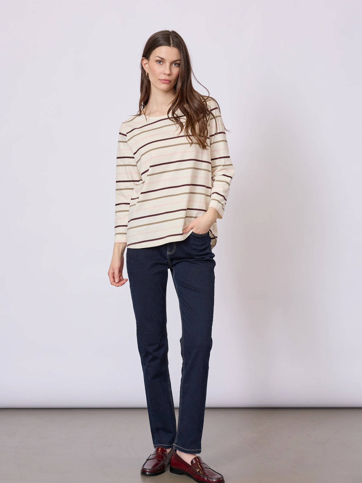 Redgreen Woman Croco T-shirt Dame - Rose Stripe -