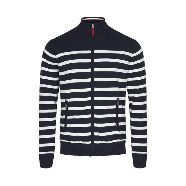 Sea Ranch Haakon Striped Knit Cardigan Windbreaker Herre - Dark Navy/Pearl - Dark Navy Pearl