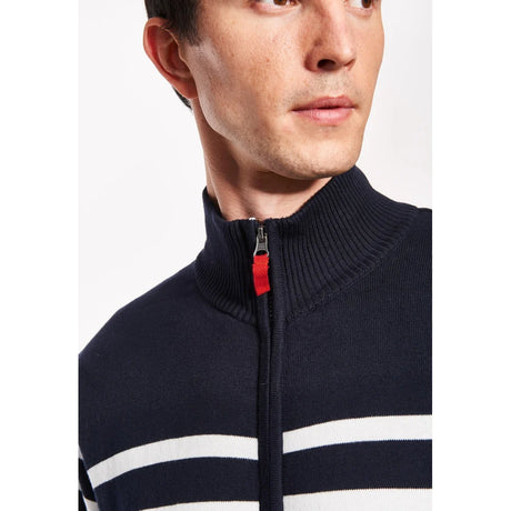 Sea Ranch Haakon Striped Knit Cardigan Windbreaker Herre - Dark Navy/Pearl -