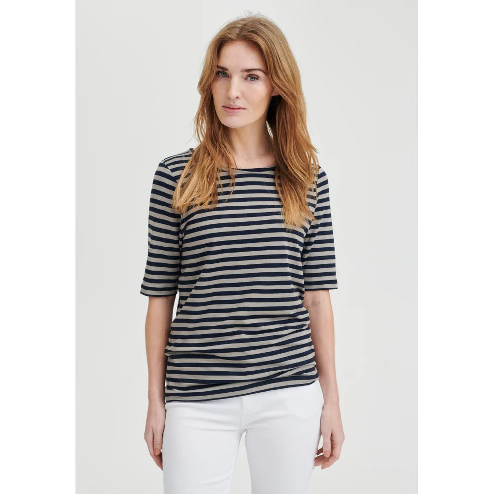 Redgreen Woman Hedy T-shirt Dame – Sand Stripe | Slim fit T-shirt i modal
