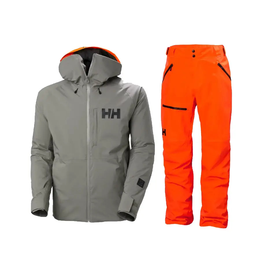 Helly Hansen Men's Powderface & Sogn Skisæt Herre - Concrete / Neon Orange - 2XL