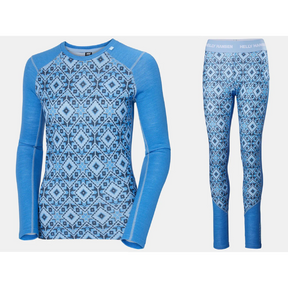 Helly Hansen Women’s LIFA® Merino Midweight Graphic Long-Sleeve Crew & Pants Base Layer Skiundertøj Sæt Dame - Ultra Blue - XL