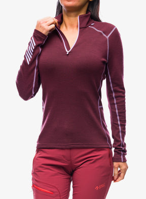 Helly Hansen Women's LIFA® Merino Midweight Half-Zip Base Layer Skiundertrøje Dame - Hickory / Coral Almond - Hickory Coral Almond